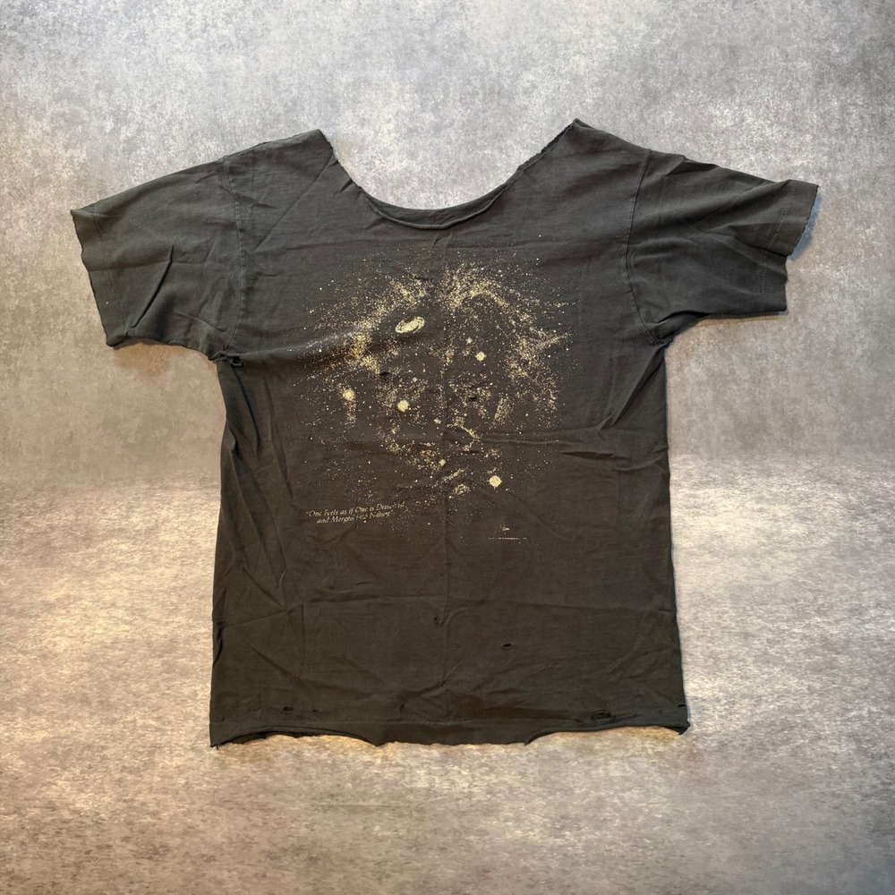 VTG 1993 Albert Einstein Galaxy T Shirt Glow in the Dark Thrashed Grunge Raw Hem